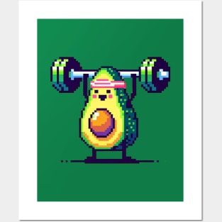 Avocardio Workout - Retro 8-bit Avocado Fitness Design Posters and Art